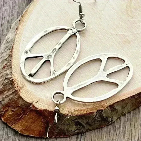 umbrellalaboratory Jewelry - Peace sign hippie earrings hippy accessories silver bohemian retro jewel…